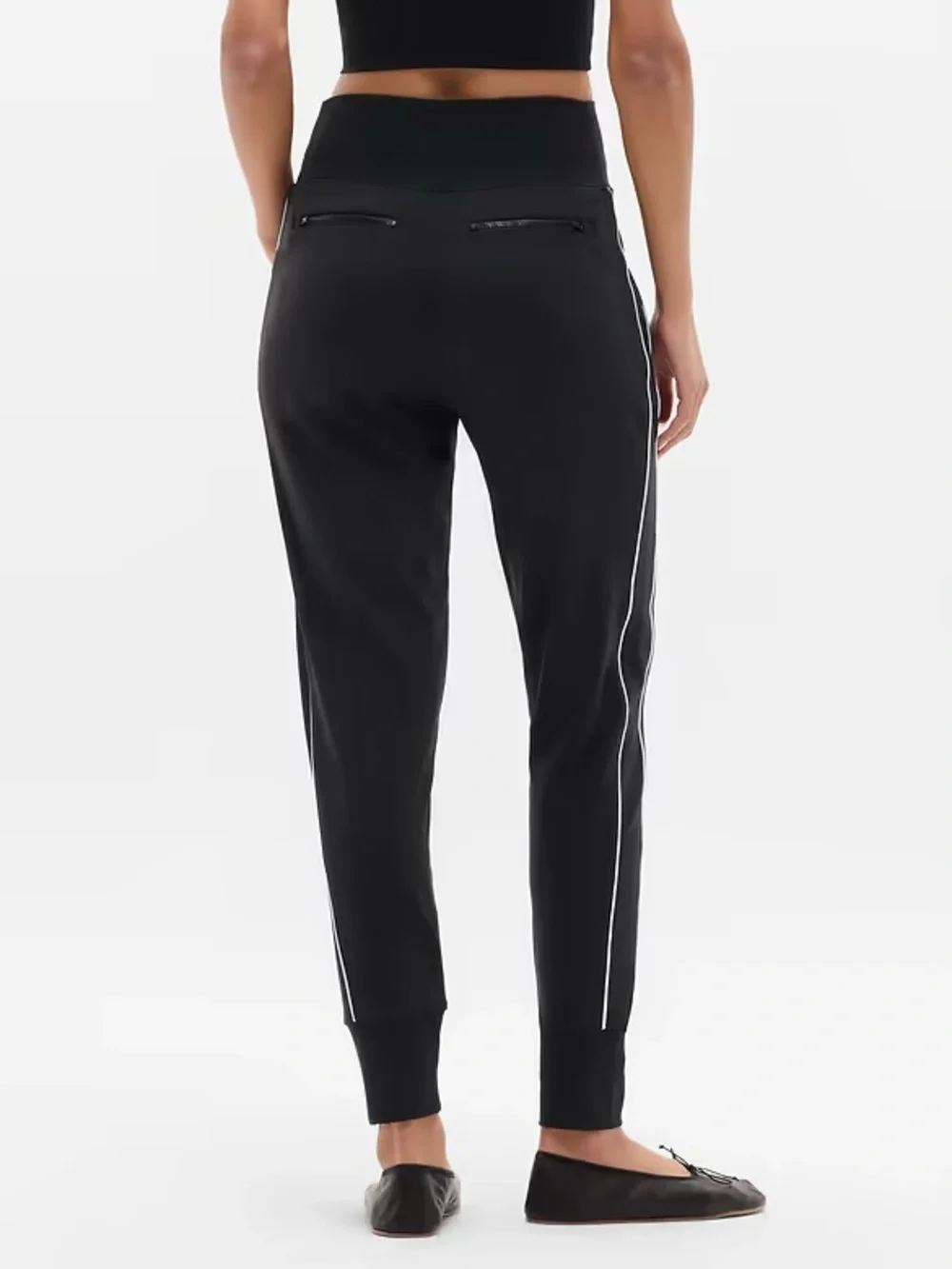 NWT Athleta Venice High Rise Track Stripe Jogger in Black/White Size S
